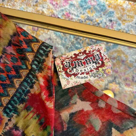 Amma Design Abstract Art to Wear Watercolor Bohemian Tunic Lagenlook Top Small - Picture 4 of 5